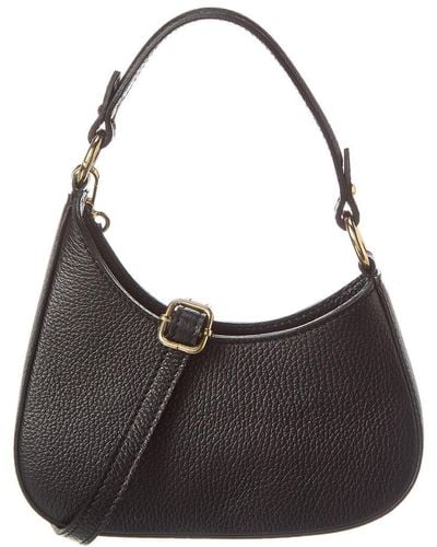 Italian Leather Shoulder Bag - Black
