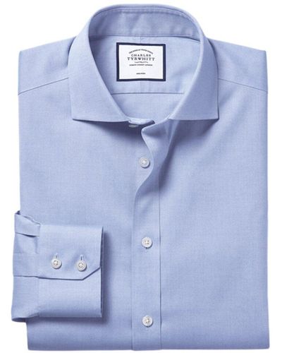 Charles Tyrwhitt Non-Iron Pinpoint Oxford Slim Fit Shirt - Blue