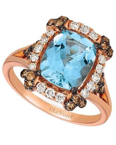 Le Vian Le Vian 14k Strawberry Gold 2.78 Ct. Tw. Diamond & Aquamarine Ring - Multicolor