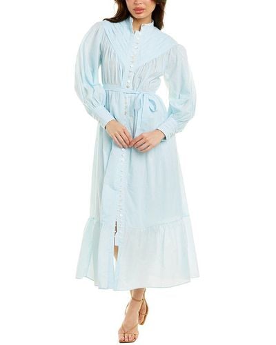 Beulah London Long Sleeve Midi Dress - Blue