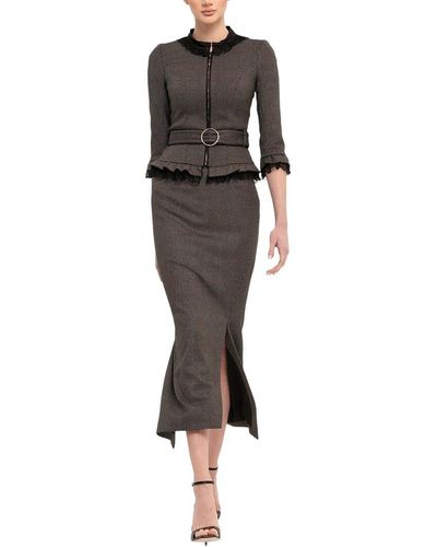BGL 2Pc Wool-Blend Jacket & Skirt Set - Black