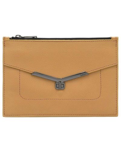 Botkier Valentina Medium Leather Wristlet Clutch - Natural