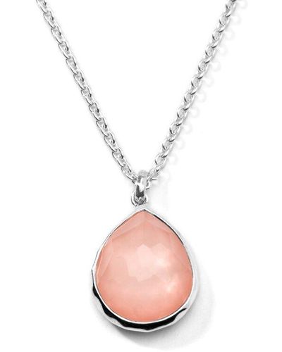 Ippolita Wonderland Silver Rock Crystal Over Mother Of Pearl Cabochon Doublet In Blush Pendant Necklace - Pink
