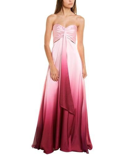 Jonathan Simkhai Ombre Satin Cutout Bustier Gown - Pink
