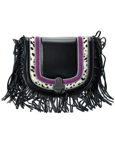 Longchamp Cavalcade Small Leather & Haircalf Crossbody - Purple