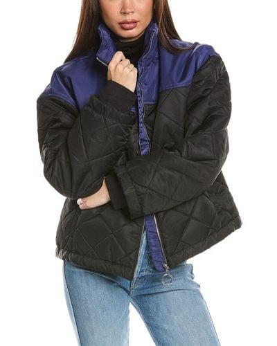 WeWoreWhat Colorblock Quilted Puffer Jacket - Blue