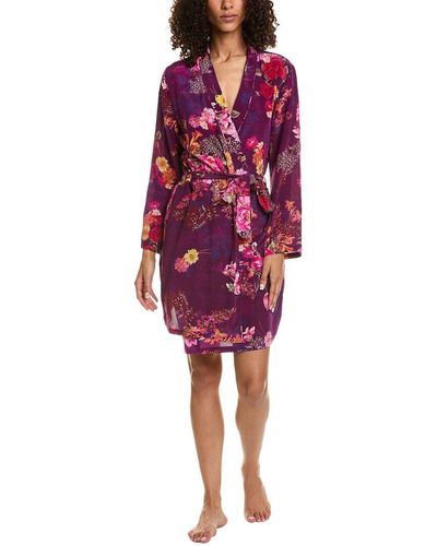Johnny Was Evelyn Silk Robe - Red