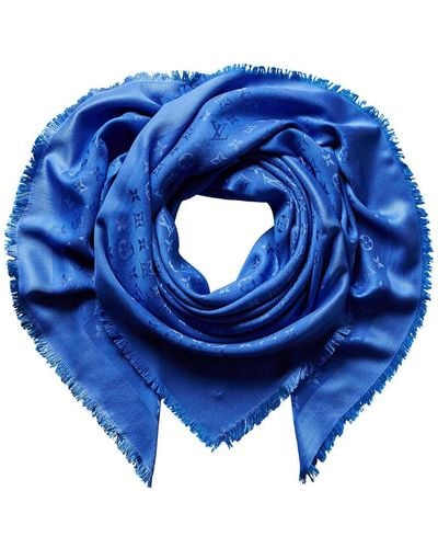 Louis Vuitton - Authenticated Châle Monogram Scarf - Silk Blue for Women, Very Good Condition