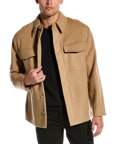 Vince Splittable Drape Wool-blend Shirt Jacket - Natural