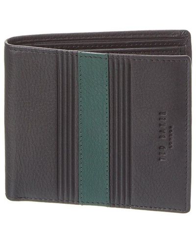 Ted Baker Evon Striped Leather Bifold Wallet - Black