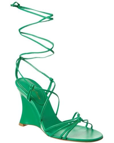 Gianvito Rossi 95 Leather Wedge Sandal - Green