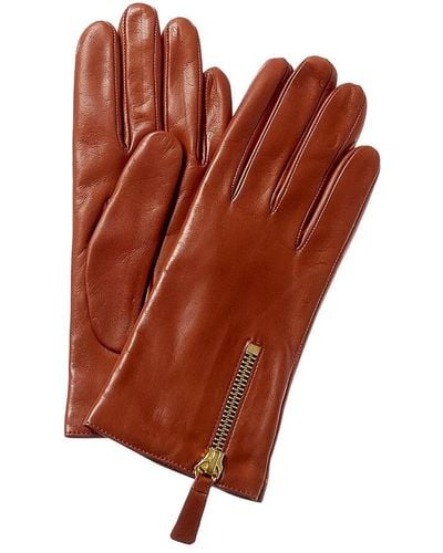 Portolano Zipper Leather Gloves - Brown