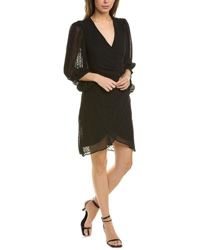 Donna Ricco Clip Dot Faux Wrap Dress - Black