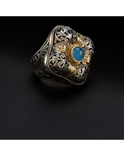 Konstantino "color Classics" 18k & Silver 0.50 Ct. Aquamarine Ring - Black