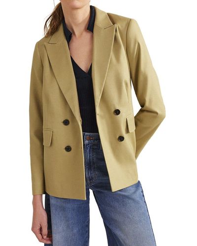 Boden Double-breasted Twill Blazer - Natural