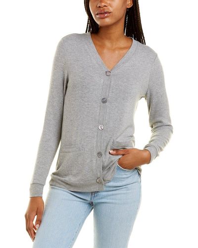 Three Dots Button Front Cardigan - Gray