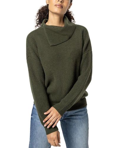 Lilla P Folded Collar Wool & Cashmere-blend Sweater - Green