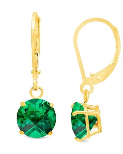 MAX + STONE Max + Stone 10k 2.90 Ct. Tw. Created Emerald Dangle Earrings - Green