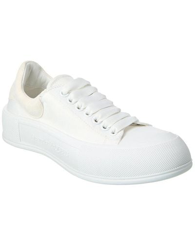 Alexander McQueen Deck Plimsoll Canvas & Suede Sneaker - White