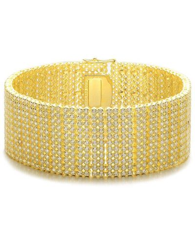 Genevive Jewelry 14k Over Silver Cz Cuff Bracelet - Yellow