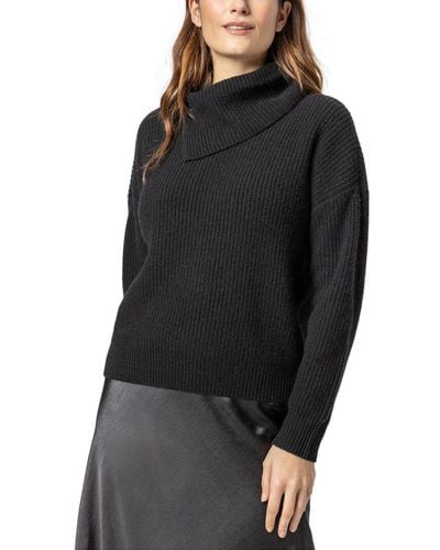 Lilla P Folded Collar Wool & Cashmere-blend Jumper - Black