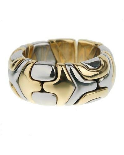 BVLGARI 18K & Stainless Steel Alveare Ring (Authentic Pre-Owned) - White