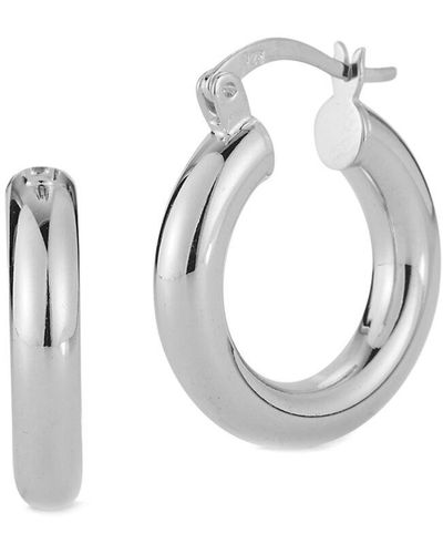 Glaze Jewelry Silver Small Hollow Tube Hoops - White