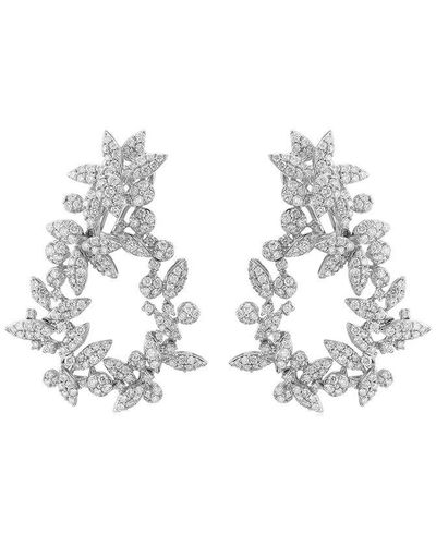 Sabrina Designs 18k 4.90 Ct. Tw. Diamond Flower Cluster Dangle Earrings - White