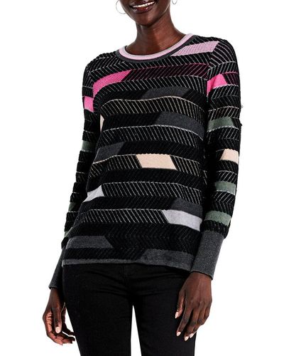 NIC+ZOE Nic+zoe Shaded Stripes Sweater - Black