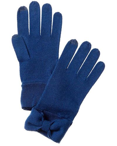 Forte Bow Cashmere Gloves - Blue