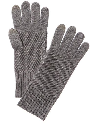 Forte Luxe Textured Cashmere Gloves - Grey
