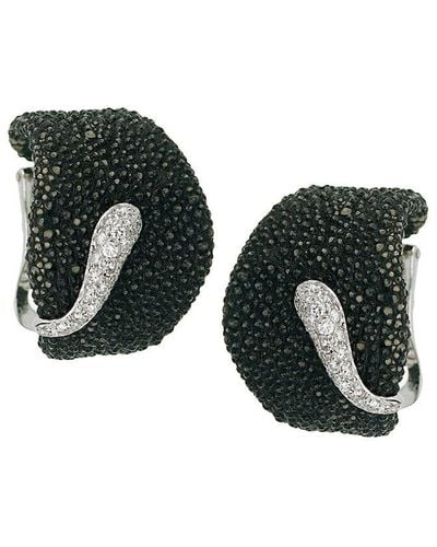 De Grisogono 18K 0.50 Ct. Tw. Diamond Stingray Leather Earrings (Authentic Pre-Owned) - Black