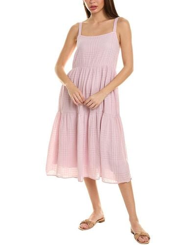 Bella Dahl Tiered Linen-blend Midi Dress - Pink