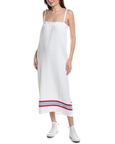 Sol Angeles Crepe Stripe Paperbag Maxi Dress - White