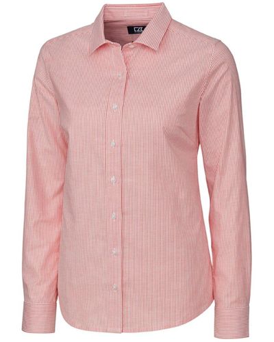 Cutter & Buck Stretch Oxford Stripe Shirt - Pink