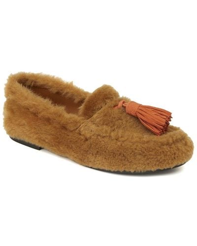 Lafayette 148 New York Frieda Shearling & Suede Loafer - Brown