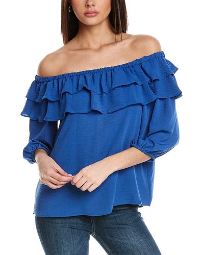 Vince Camuto Off-the-shoulder Ruffle Blouse - Blue