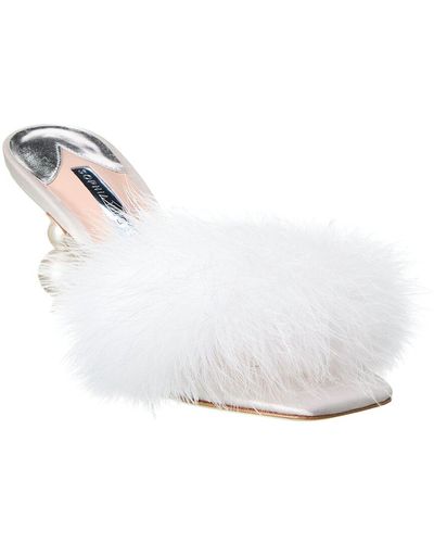 Sophia Webster Delicia Marabou Mid Satin Mule - White