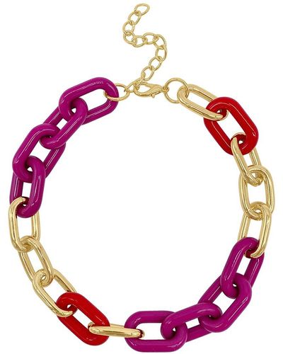 Adornia 14k Plated Oversized Link Necklace - Red