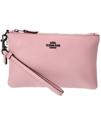 COACH Small Leather Wristlet - Pink