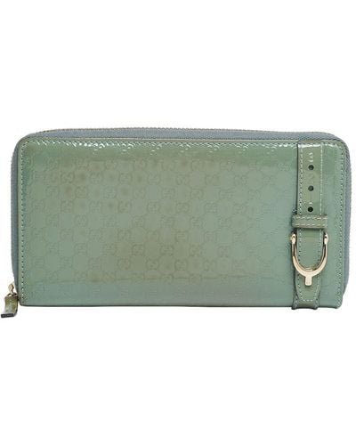 Gucci Patent Leather Zip Around Wallet (Authentic Pre-Owned) - Green