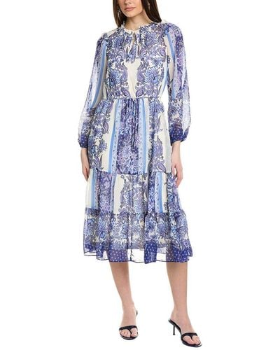 Julia Jordan Printed Chiffon Midi Dress - Blue