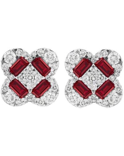 Diana M. Jewels Fine Jewelry 14k 1.59 Ct. Tw. Diamond & Rubies Earrings - Red