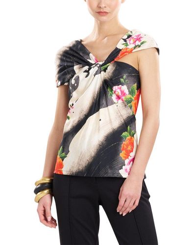 Natori Mayumi Asymmetrical Silk-blend Halter Top - Multicolour