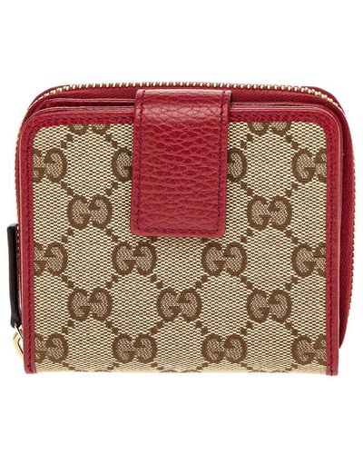 Gucci GG Canvas & Leather Coin Purse - Red