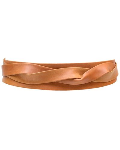 Ada Midi Wrap Leather Belt - Brown