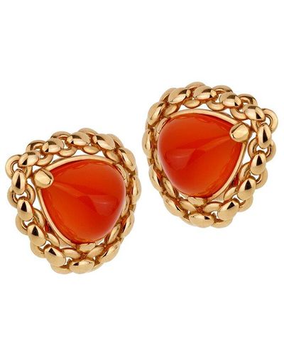 Hermès 18K Carnelian Sugarloaf Clip-On Earrings (Authentic Pre-Owned) - Orange