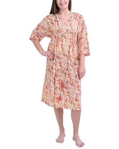 Pomegranate Long Caftan Cover-up - Pink