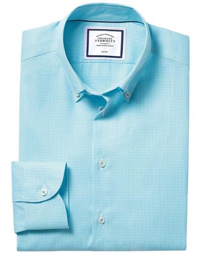 Charles Tyrwhitt Non-Iron Check Extra Slim Fit Shirt - Blue