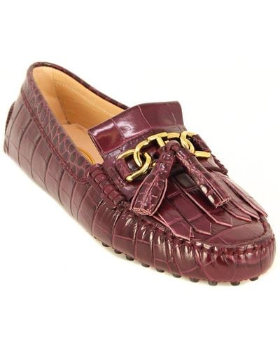 Tod's Gommino Croc-embossed Leather Moccasin - Red
